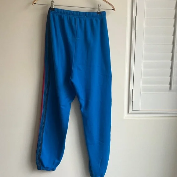 AVIATOR NATION 5 STRIPE SWEATPANTS IN OCEAN BLUE HIGH WAISTED SIZE MEDIUM - Picture 5 of 7